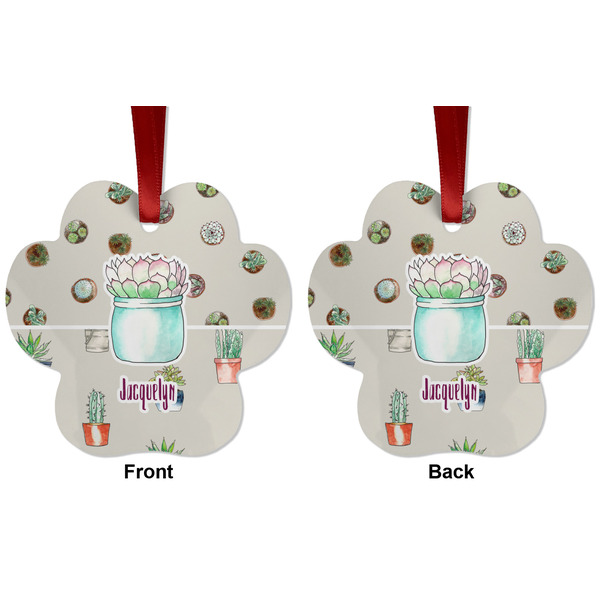 Cactus Metal Paw Ornament - Front and Back