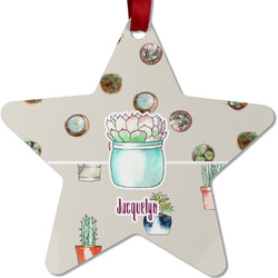 Cactus Metal Star Ornament - Double Sided w/ Name or Text