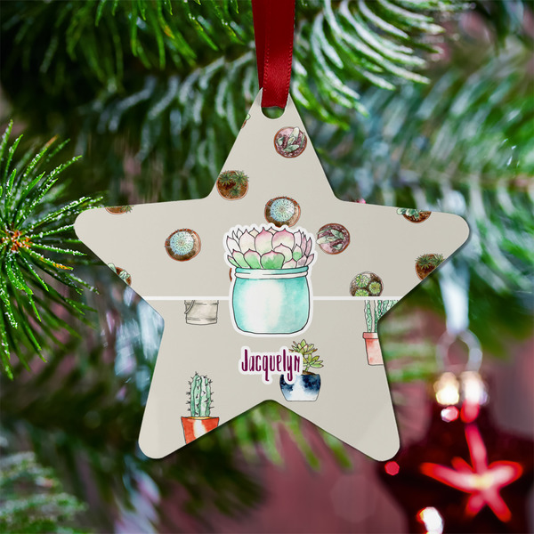 Cactus Metal Star Ornament - Lifestyle