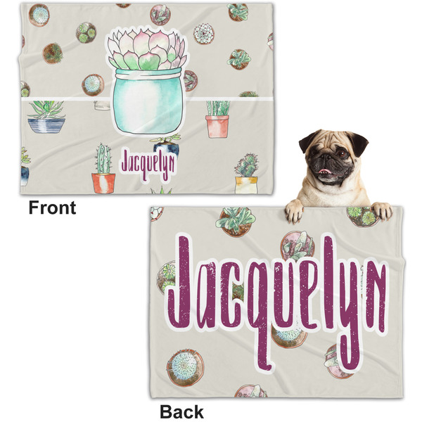 Succulents Microfleece Dog Blanket - Regular - Front & Back