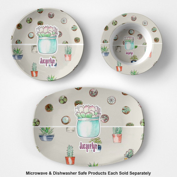 Succulents Microwave & Dishwasher Safe CP Plastic Dishware - Group