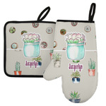 Cactus Left Oven Mitt & Pot Holder Set w/ Name or Text