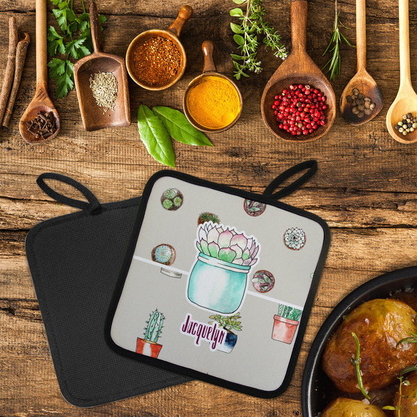 Cactus Neoprene Pot Holder - Set of 2  LIFESTYLE (Flatlay)