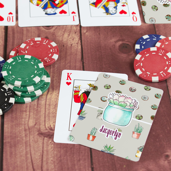 Cactus On Table with Poker Chips