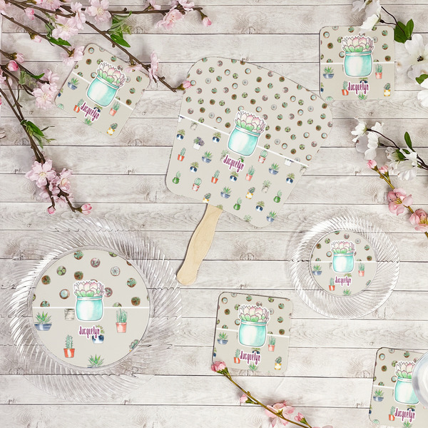 Cactus Party Supplies Combination Image - All items - Plates, Coasters, Fans