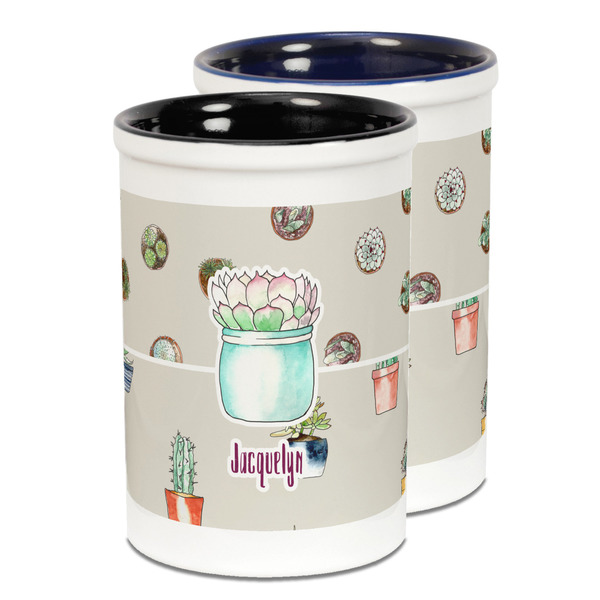 Custom Cactus Ceramic Pencil Holder - Large