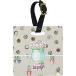 Cactus Plastic Luggage Tag - Square w/ Name or Text
