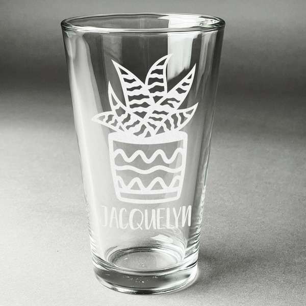 Custom Cactus Pint Glass - Engraved (Single) (Personalized)