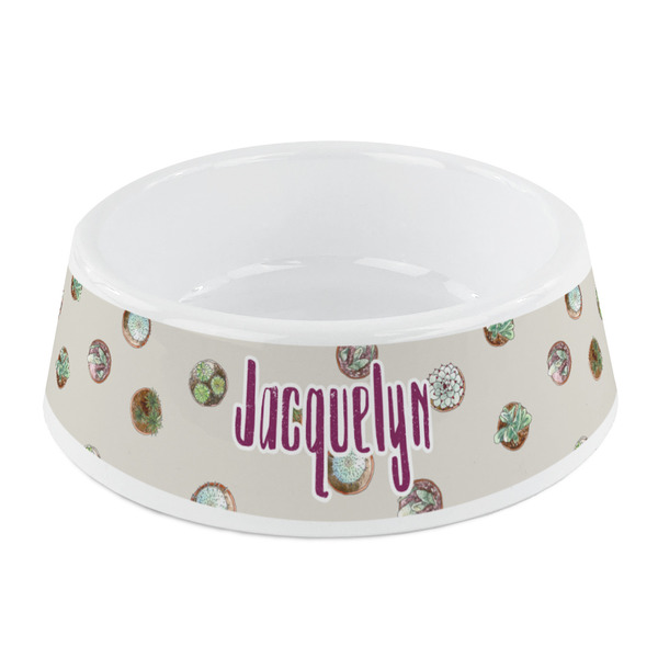 Custom Cactus Plastic Dog Bowl - Small (Personalized)
