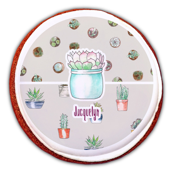 Cactus Printed Icing Circle - Large - On Cookie