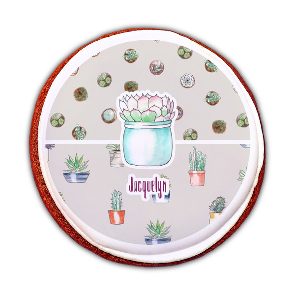 Cactus Printed Icing Circle - Medium - On Cookie