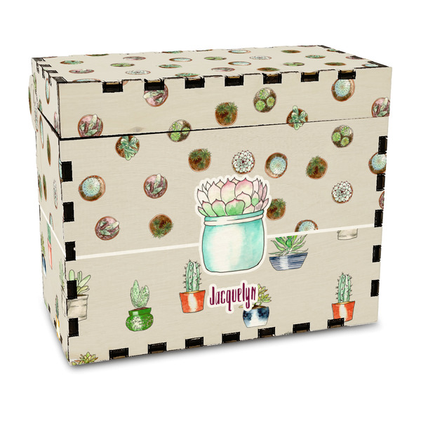 Custom Cactus Wood Recipe Box - Full Color Print (Personalized)