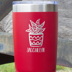 Cactus 20 oz Stainless Steel Tumbler - Red - Single Sided (Personalized)