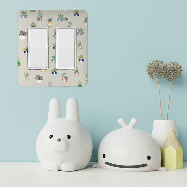 Cactus Rocker Light Switch Covers - Double - IN CONTEXT