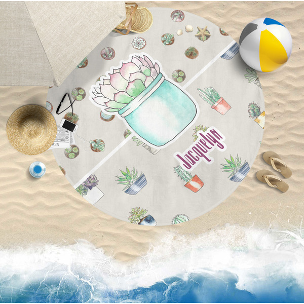 Cactus Round Beach Towel Lifestyle