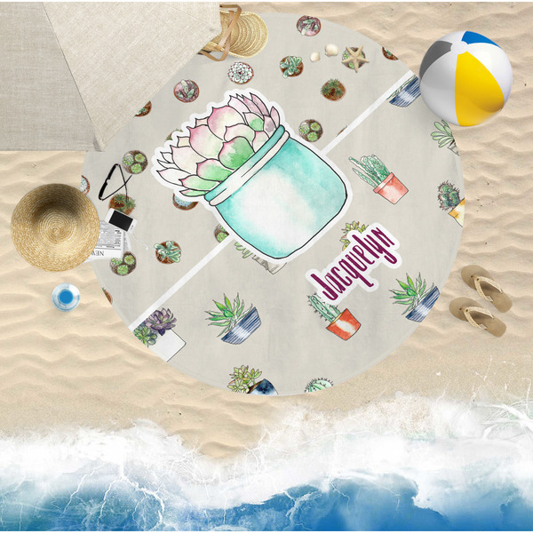 Cactus Round Beach Towel Lifestyle