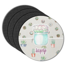 Cactus Round Rubber Backed Coasters - Set of 4 (Personalized)