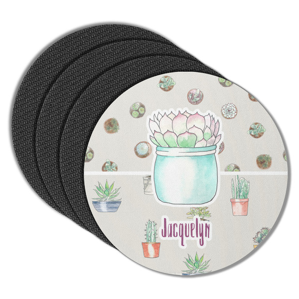 Custom Cactus Round Rubber Backed Coasters - Set of 4 (Personalized)