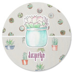 Cactus Round Rubber Backed Coaster (Personalized)