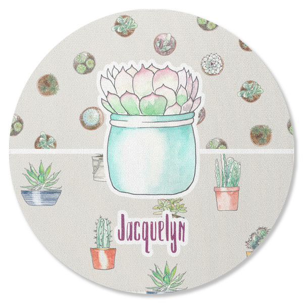 Custom Cactus Round Rubber Backed Coaster (Personalized)