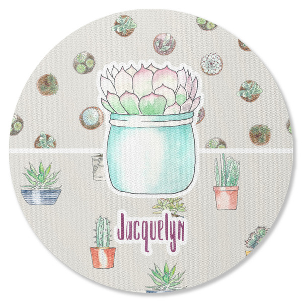 Cactus Round Coaster Rubber Back - Single