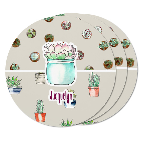 Cactus Round Fridge Magnet - THREE