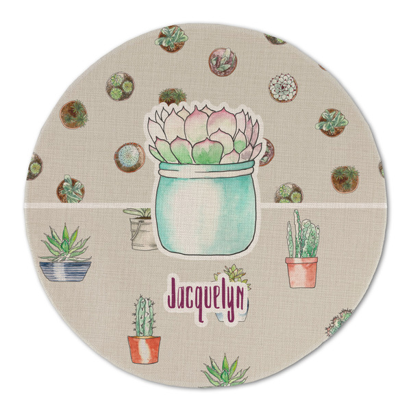 Custom Cactus Round Linen Placemat - Single Sided (Personalized)