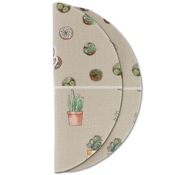 Cactus Round Linen Placemats - HALF FOLDED (double sided)