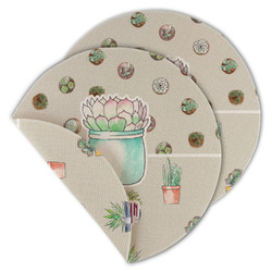 Cactus Round Linen Placemat - Double Sided - Set of 4 (Personalized)