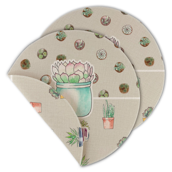 Custom Cactus Round Linen Placemat - Double Sided - Set of 4 (Personalized)