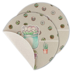 Cactus Round Linen Placemat - Single Sided - Set of 4 (Personalized)