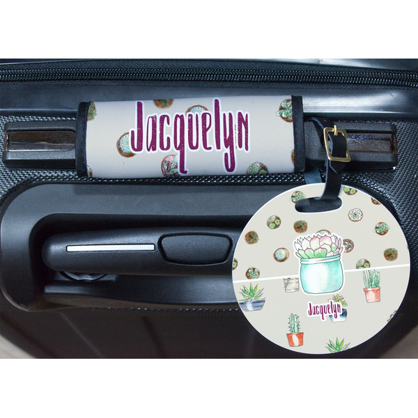 Cactus Round Luggage Tag & Handle Wrap - In Context