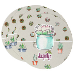 Cactus Round Paper Coasters w/ Name or Text