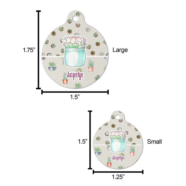 Cactus Round Pet ID Tag - Large - Comparison Scale