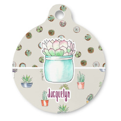 Cactus Round Pet ID Tag - Large (Personalized)