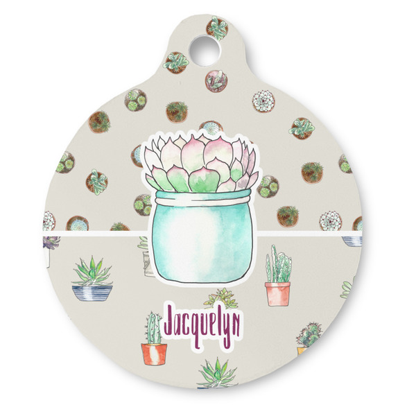 Custom Cactus Round Pet ID Tag (Personalized)
