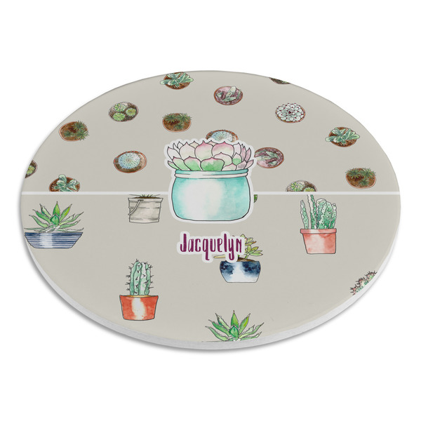Cactus Round Stone Trivet - Angle View