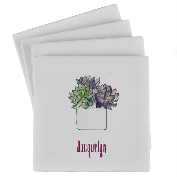 Custom Cactus Absorbent Stone Coasters - Set of 4 (Personalized)