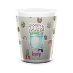 Cactus Ceramic Shot Glass - 1.5 oz - White - Set of 4 (Personalized)