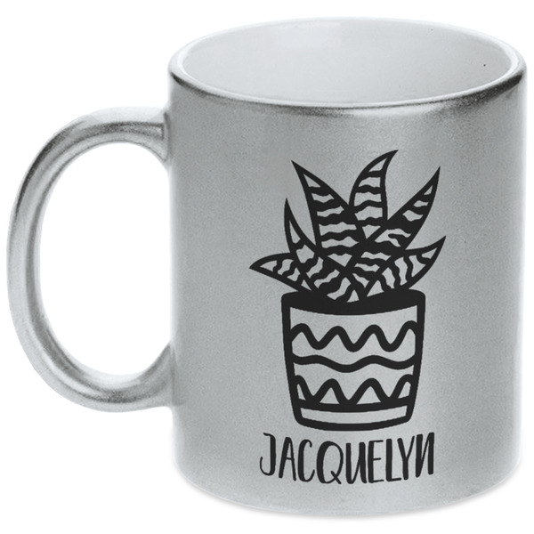 Custom Cactus Metallic Silver Mug (Personalized)