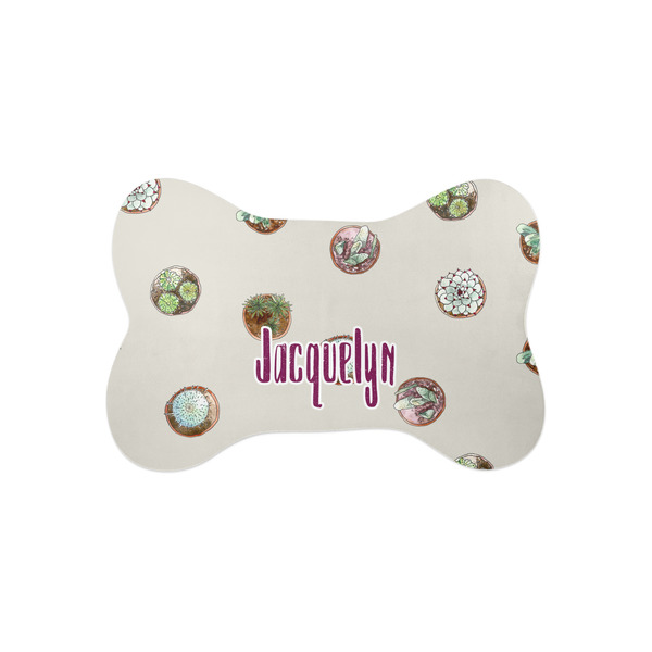 Custom Cactus Bone Shaped Dog Food Mat (Small) (Personalized)
