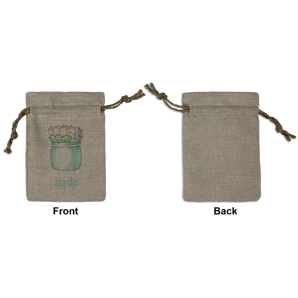 Cactus Small Burlap Gift Bag - Front Approval