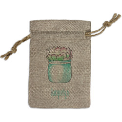 Cactus Small Burlap Gift Bag - Front (Personalized)