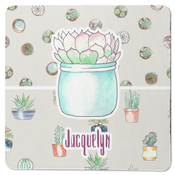 Custom Cactus Square Rubber Backed Coaster (Personalized)
