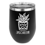 Cactus Stemless Stainless Steel Wine Tumbler - Black - Single Sided (Personalized)