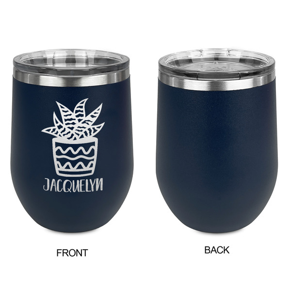 Cactus Stainless Wine Tumblers - Navy - Single Sided - Approval