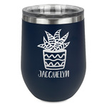Cactus Stemless Stainless Steel Wine Tumbler - Navy - Single Sided (Personalized)