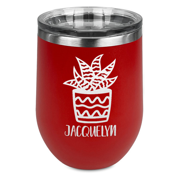 Custom Cactus Stemless Stainless Steel Wine Tumbler - Red - Single Sided (Personalized)