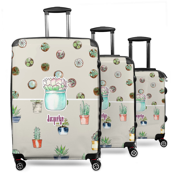 Custom Cactus 3 Piece Luggage Set - 20" Carry On, 24" Medium Checked, 28" Large Checked (Personalized)