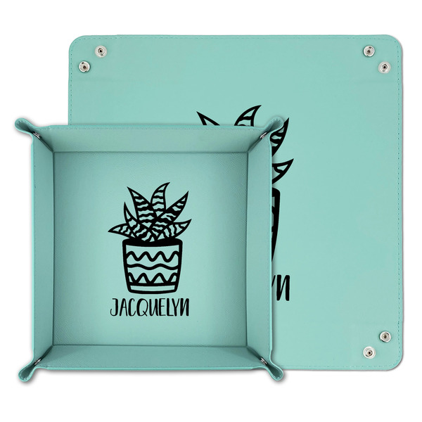 Cactus Teal Faux Leather Valet Trays - PARENT MAIN